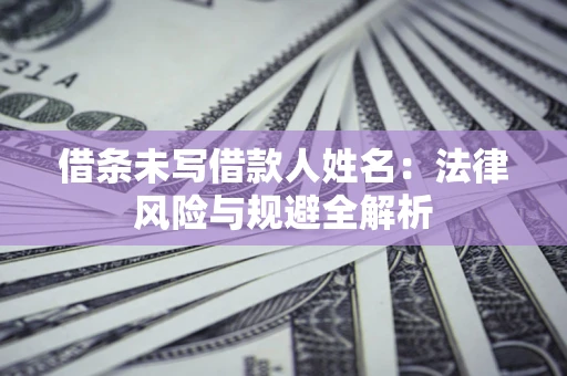 济南借条未写借款人姓名：法律风险与规避全解析
